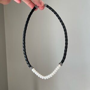 Genuine Freshwater Pearl Leather Cord Necklace/Bracelet -Sterling Silver